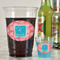 Coral & Teal Plastic Shot Glasses - In Context