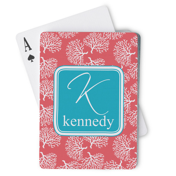 Custom Coral & Teal Playing Cards (Personalized)