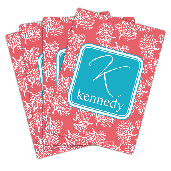 Coral & Teal Playing Cards - Hand Back View