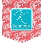 Coral & Teal Iron On Faux Pocket (Personalized)
