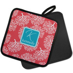 Coral & Teal Pot Holder w/ Name and Initial