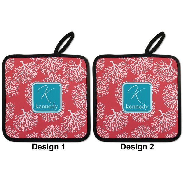 Coral & Teal Pot Holders - Set of 2 APPROVAL