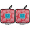 Coral & Teal Pot Holders - Set of 2 APPROVAL