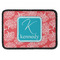 Coral & Teal Iron On Rectangle Patch w/ Name and Initial