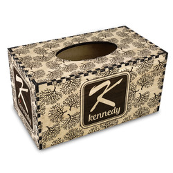 Coral & Teal Wood Tissue Box Cover - Rectangle (Personalized)