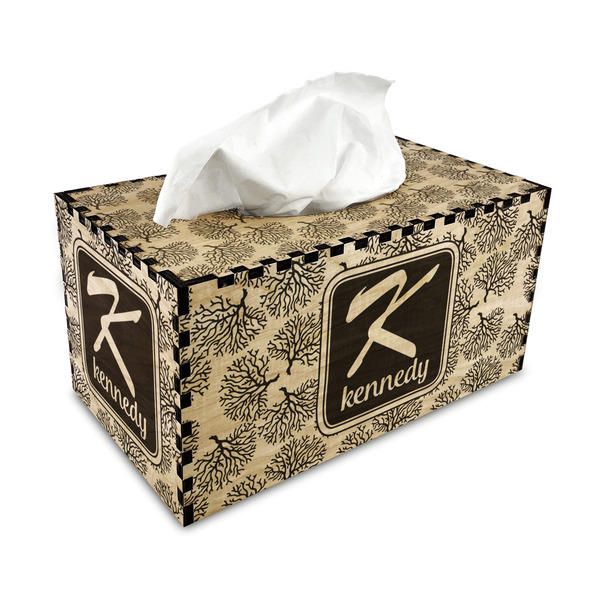 Coral & Teal Rectangle Tissue Box Covers - Wood - with tissue