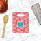 Coral & Teal Rectangle Trivet with Handle - LIFESTYLE