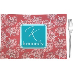 Coral & Teal Glass Rectangular Appetizer / Dessert Plate (Personalized)