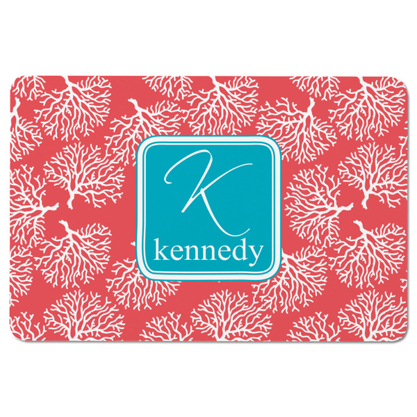 Coral & Teal Rectangular Fridge Magnet - FRONT