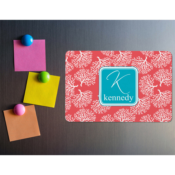 Coral & Teal Rectangular Fridge Magnet - LIFESTYLE