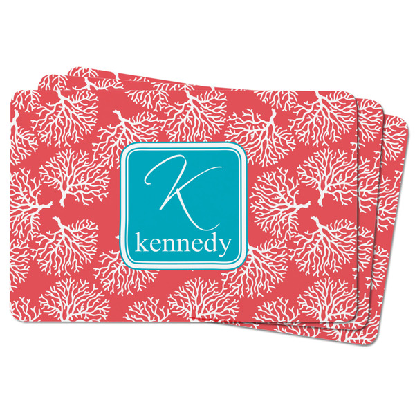 Coral & Teal Rectangular Fridge Magnet - THREE