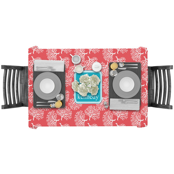 Coral & Teal Rectangular Tablecloths - LIFESTYLE
