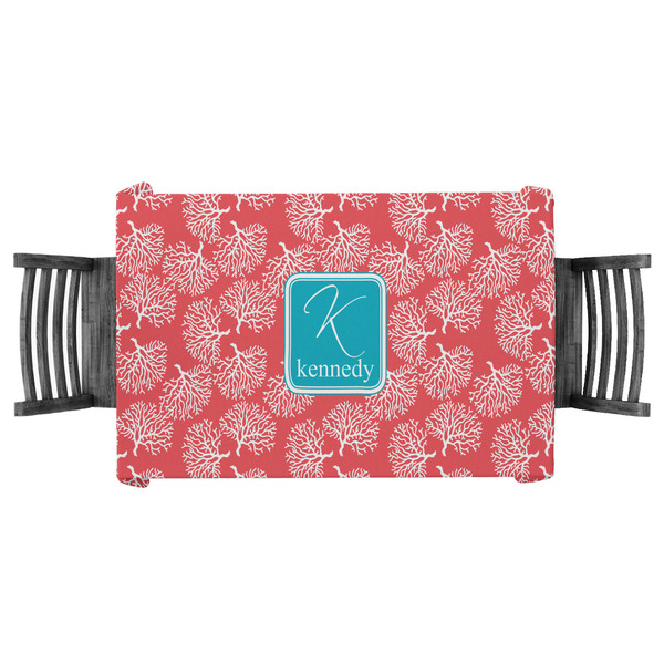 Custom Coral & Teal Tablecloth - 58"x58" (Personalized)