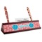 Coral & Teal Red Mahogany Nameplates with Business Card Holder - Angle