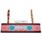 Coral & Teal Red Mahogany Nameplates with Business Card Holder - Straight
