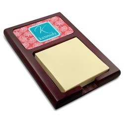 Coral & Teal Red Mahogany Sticky Note Holder (Personalized)
