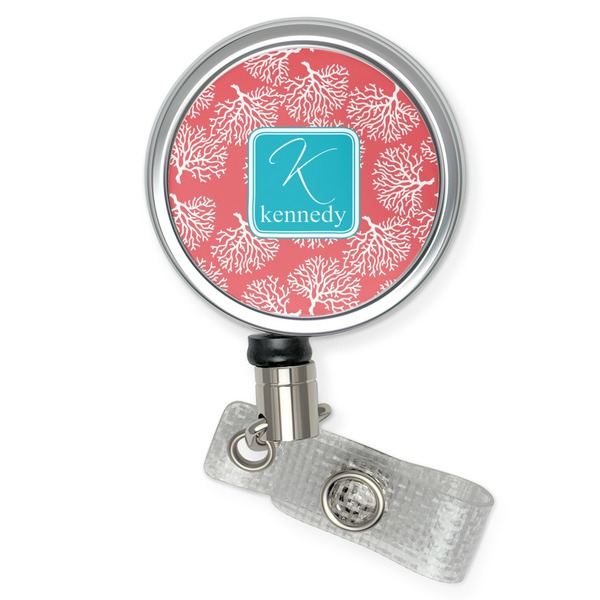 Custom Coral & Teal Retractable Badge Reel (Personalized)