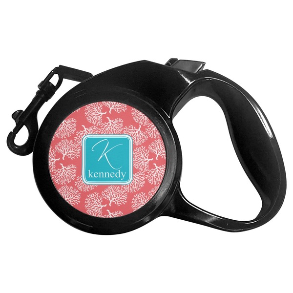 Custom Coral & Teal Retractable Dog Leash (Personalized)