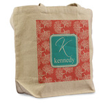 Coral & Teal Reusable Cotton Grocery Bag - Single (Personalized)