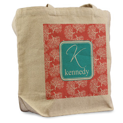 Coral & Teal Reusable Cotton Grocery Bag (Personalized)