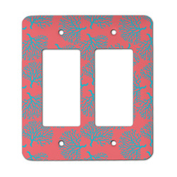Coral & Teal Rocker Style Light Switch Cover - Two Switch