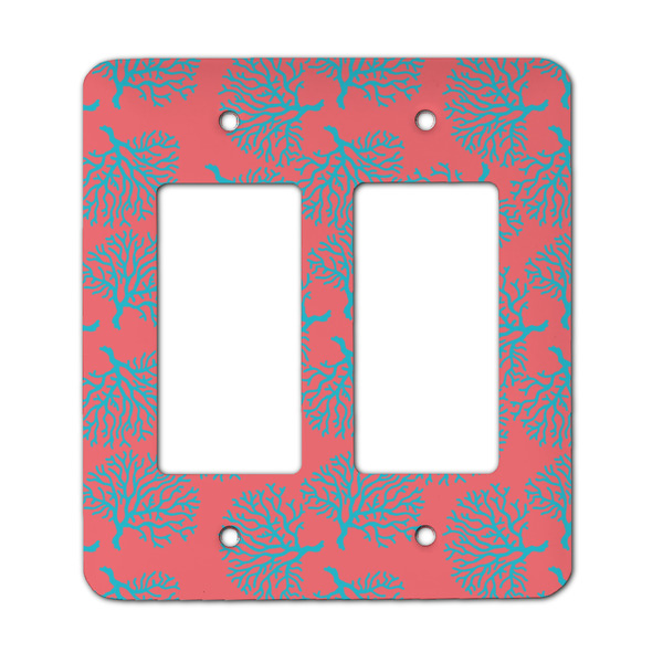 Custom Coral & Teal Rocker Style Light Switch Cover - Two Switch