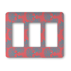 Coral & Teal Rocker Style Light Switch Cover - Three Switch