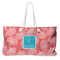 Coral & Teal Large Rope Tote Bag - Front View