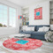 Coral & Teal Round Area Rug - IN CONTEXT