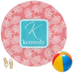 Coral & Teal Round Beach Towel (Personalized)