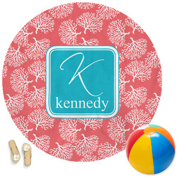 Coral & Teal Round Beach Towel (Personalized)