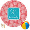 Coral & Teal Round Beach Towel (Personalized)