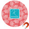 Coral & Teal Round Car Magnet