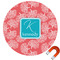 Coral & Teal Round Car Magnet - 6" (Personalized)