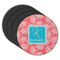 Coral & Teal Round Rubber Backed Coasters - Set of 4 (Personalized)