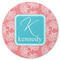 Coral & Teal Round Coaster Rubber Back - Single