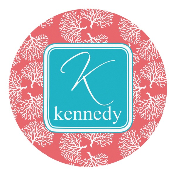 Custom Coral & Teal Round Decal - XLarge (Personalized)