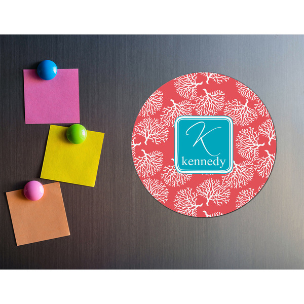 Coral & Teal Round Fridge Magnet - LIFESTYLE