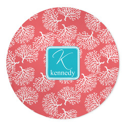 Coral & Teal 5' Round Indoor Area Rug (Personalized)