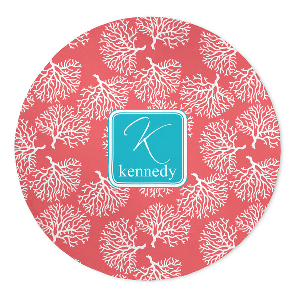Custom Coral & Teal 5' Round Indoor Area Rug (Personalized)