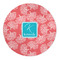 Coral & Teal Round Indoor Rug - Front/Main
