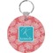 Coral & Teal Round Keychain (Personalized)