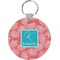 Coral & Teal Round Plastic Keychain (Personalized)