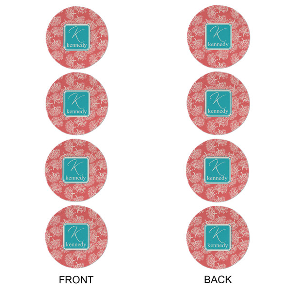 Coral & Teal Round Linen Placemats - APPROVAL Set of 4 (double sided)