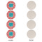 Coral & Teal Round Linen Placemats - APPROVAL Set of 4 (single sided)