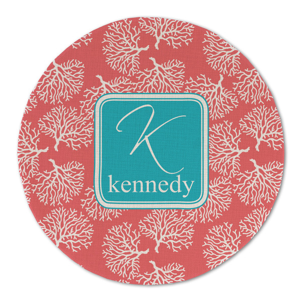 Custom Coral & Teal Round Linen Placemat (Personalized)