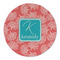 Coral & Teal Round Linen Placemats - FRONT (Single Sided)