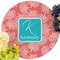 Coral & Teal Round Linen Placemats - Front (w flowers)
