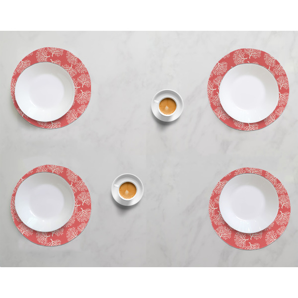 Coral & Teal Round Linen Placemats - LIFESTYLE (set of 4)