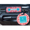 Coral & Teal Round Luggage Tag & Handle Wrap - In Context